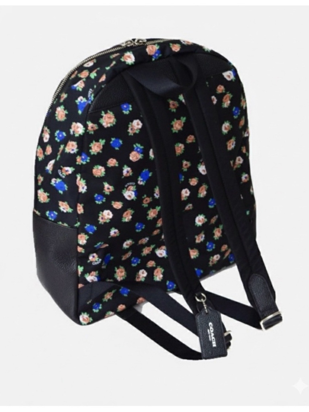 Coach Black Floral Backpack with Blue and Pink Accents - Picture 2 of 14